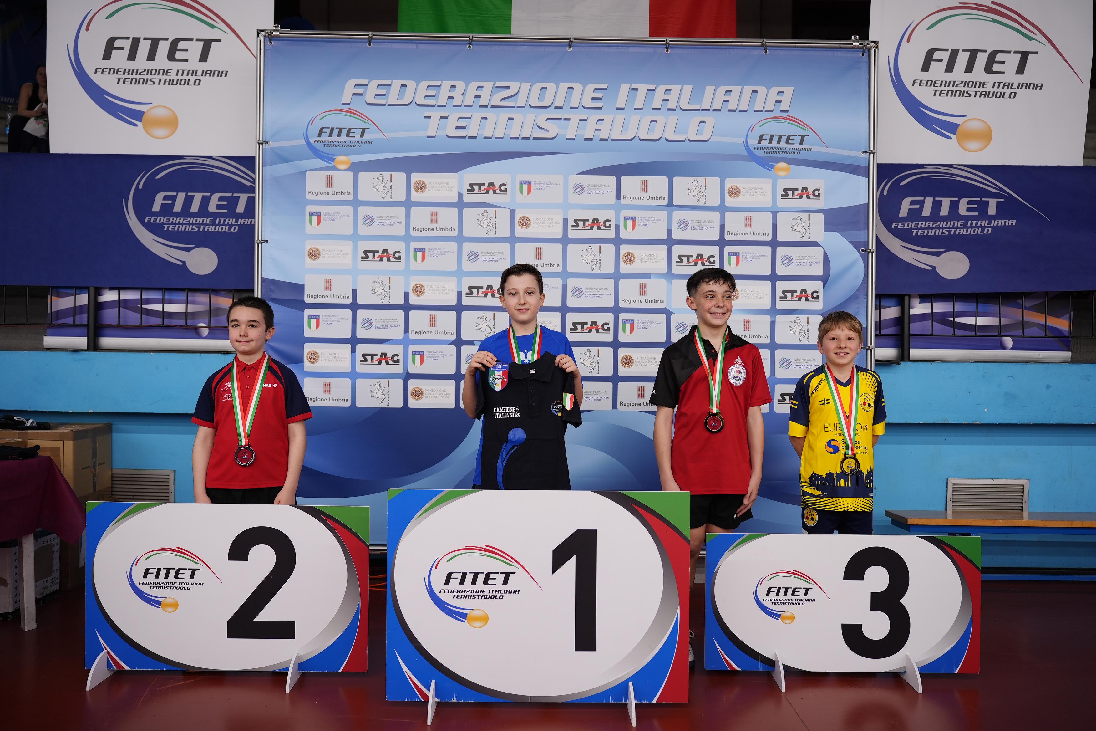 Campionati Italiani Giovanili U17 U15 U13 e U11 2024 podio del singolare maschile Under 11