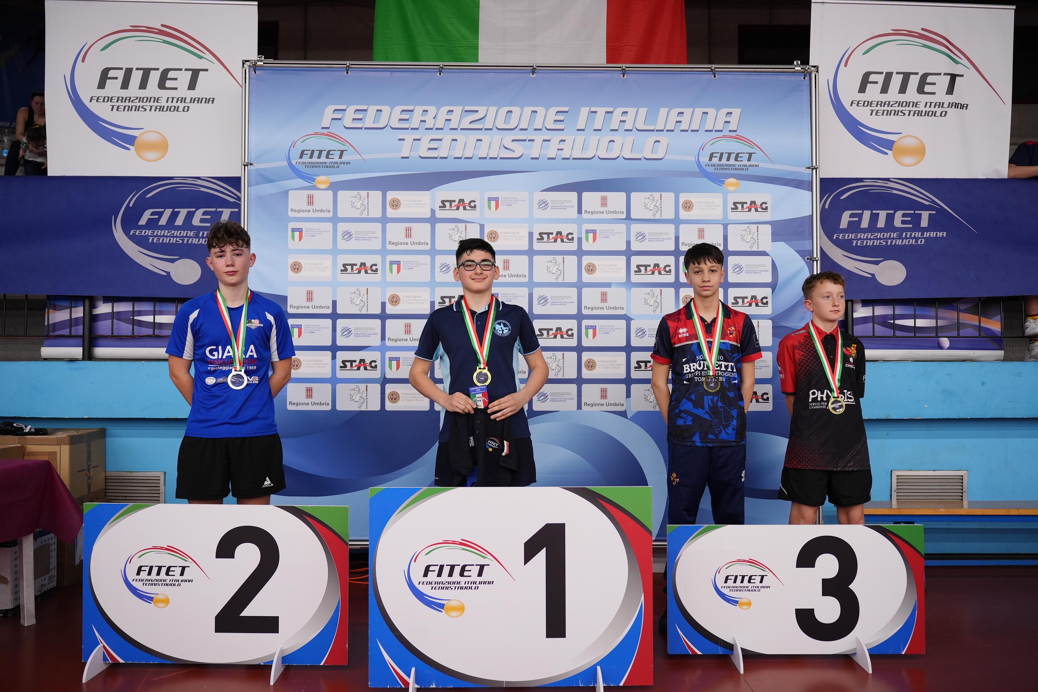 Campionati Italiani Giovanili U17 U15 U13 e U11 2024 podio del singolare maschile Under 13