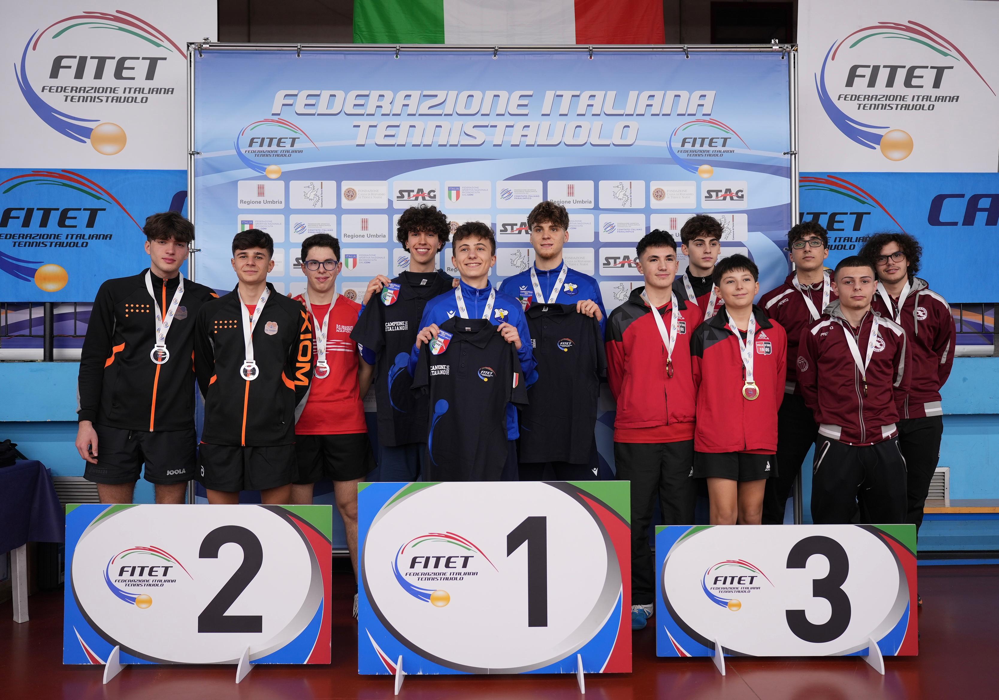 Campionati Italiani Giovanili Under 21 e Under 19 2024 podio della gara a squadre maschile Under 19