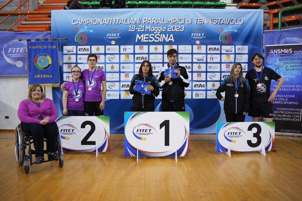 Campionati Italiani Paralimpici 2023 podio del doppio misto di classe 11
