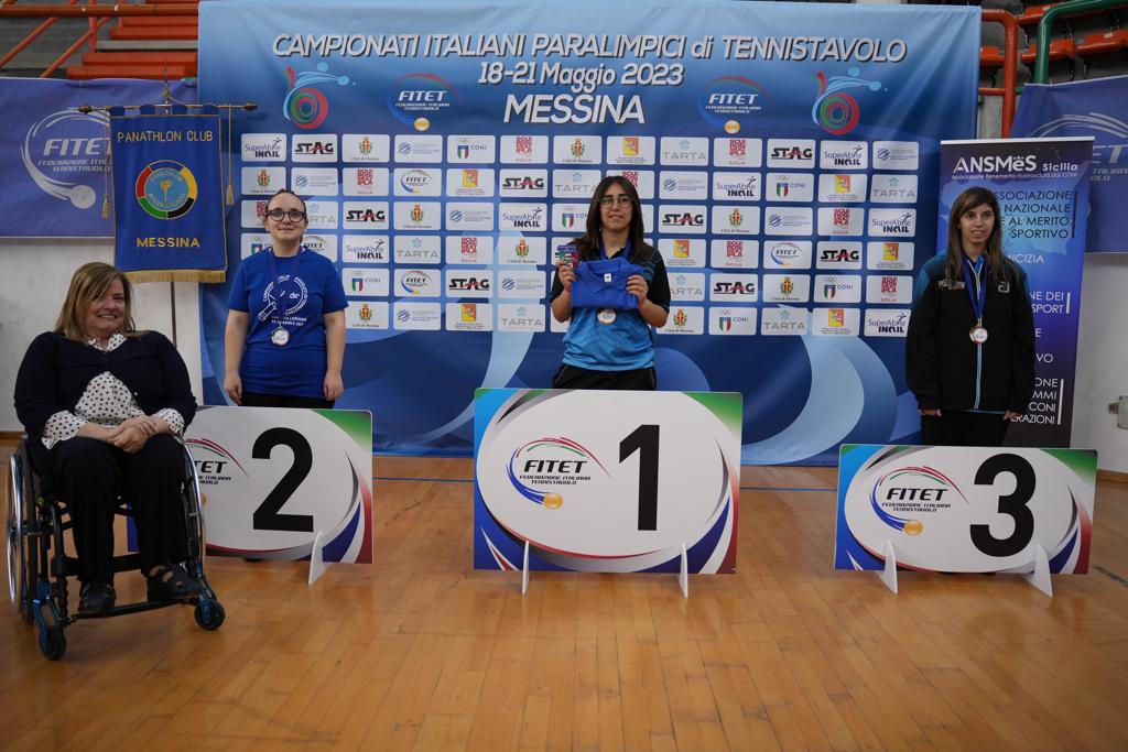 Campionati Italiani Paralimpici 2023 podio del singolare femminile di classe 11