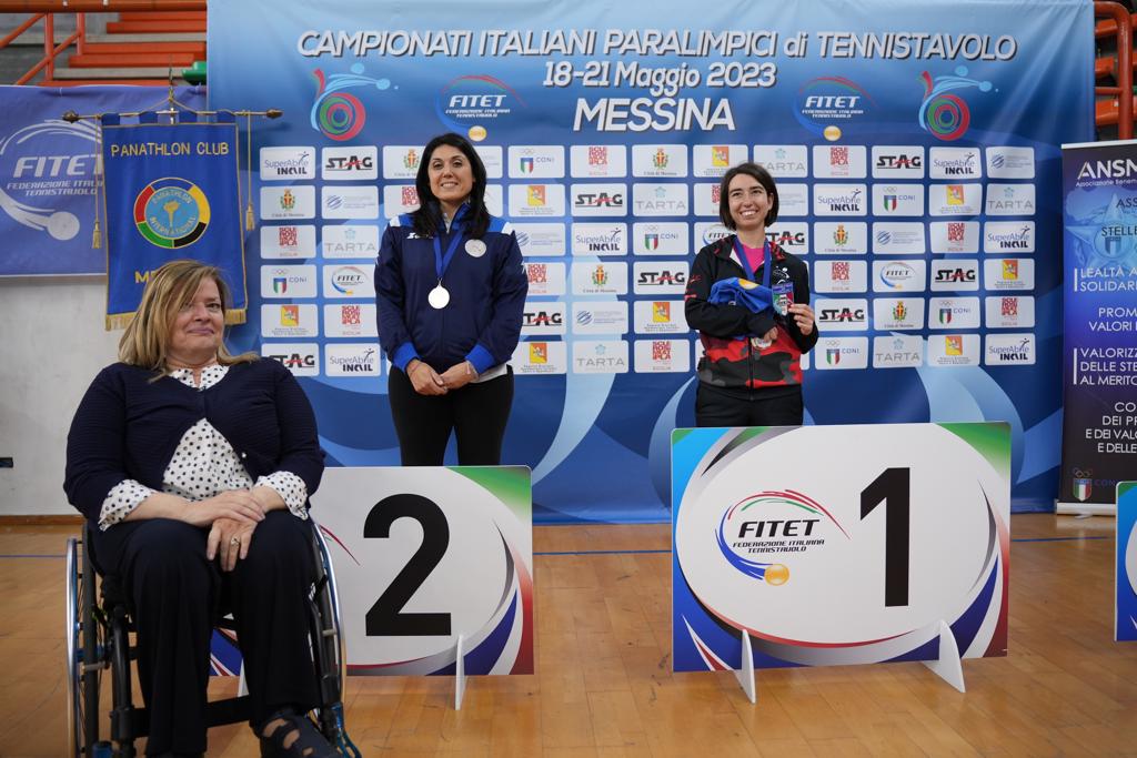Campionati Italiani Paralimpici 2023 podio del singolare femminile di classe 8