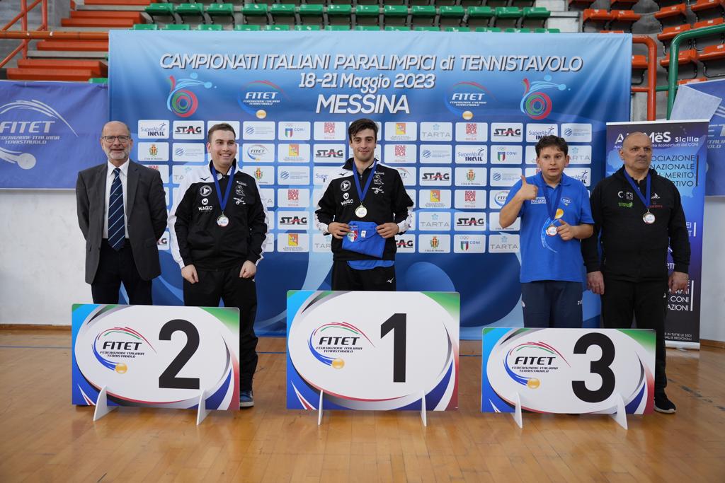 Campionati Italiani Paralimpici 2023 podio del singolare maschile assoluto di classe 11
