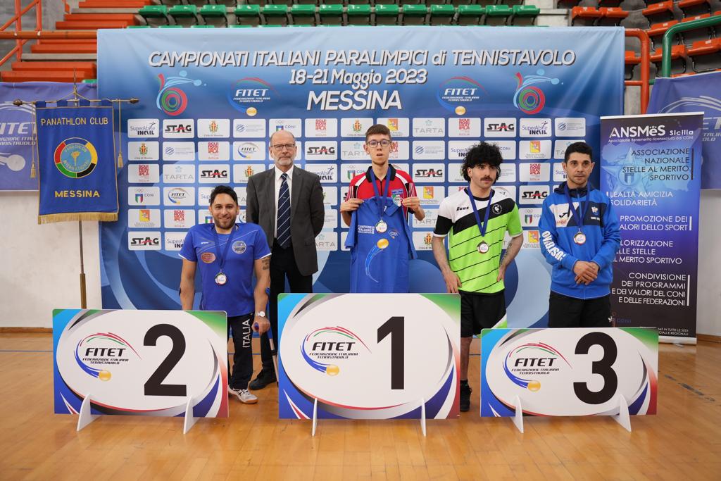 Campionati Italiani Paralimpici 2023 podio del singolare maschile assoluto di classe 6