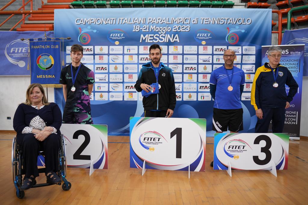 Campionati Italiani Paralimpici 2023 podio del singolare maschile assoluto di classe 7