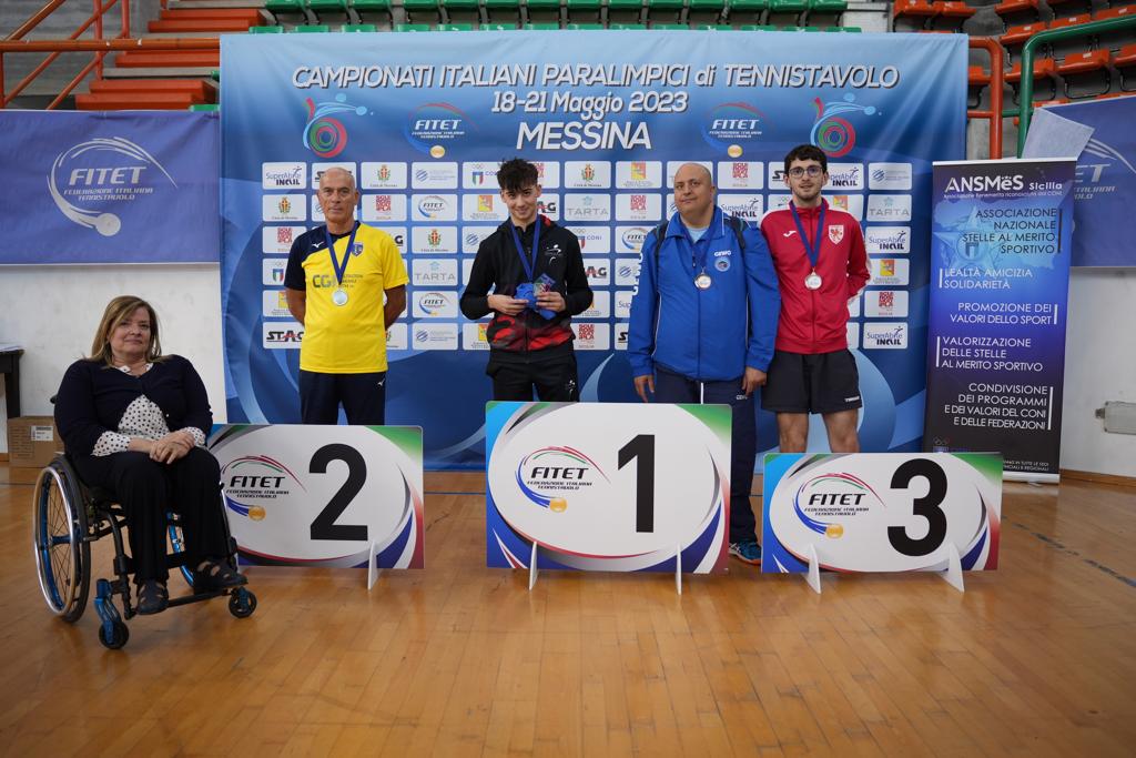 Campionati Italiani Paralimpici 2023 podio del singolare maschile assoluto di classe 9