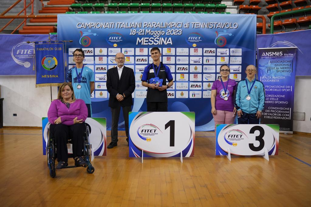 Campionati Italiani Paralimpici 2023 podio del singolare maschile esordienti di classe 11