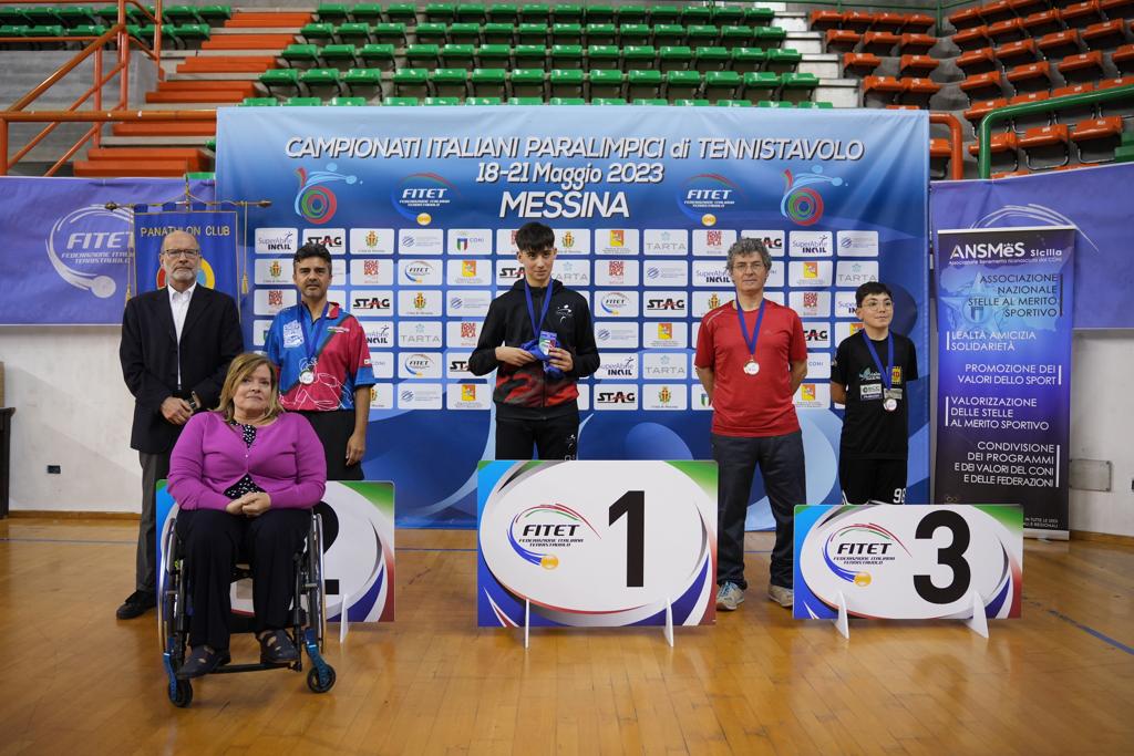 Campionati Italiani Paralimpici 2023 podio del singolare maschile esordienti di classe 6 10