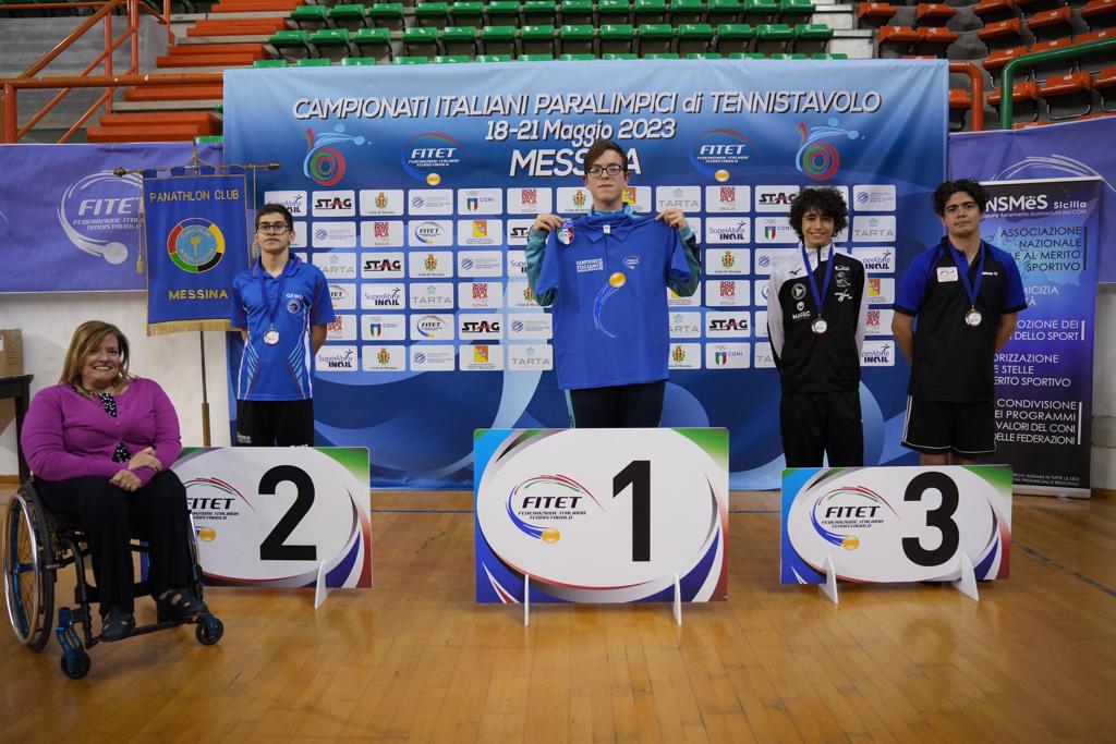 Campionati Italiani Paralimpici 2023 podio del singolare maschile giovanile di classe 11