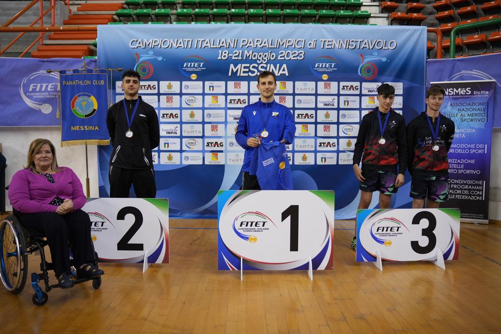 Campionati Italiani Paralimpici 2023 podio del singolare maschile giovanile di classe 6 10