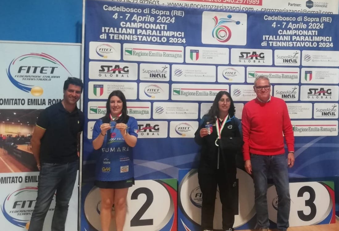 Campionati Italiani Paralimpici di Cadelbosco 2024 podio del singolare femminile di classe 11
