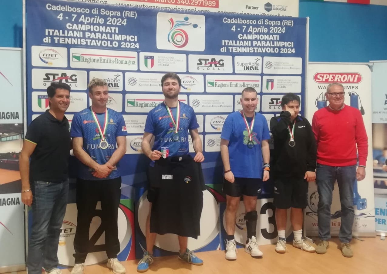 Campionati Italiani Paralimpici di Cadelbosco 2024 podio del singolare maschile di classe 11