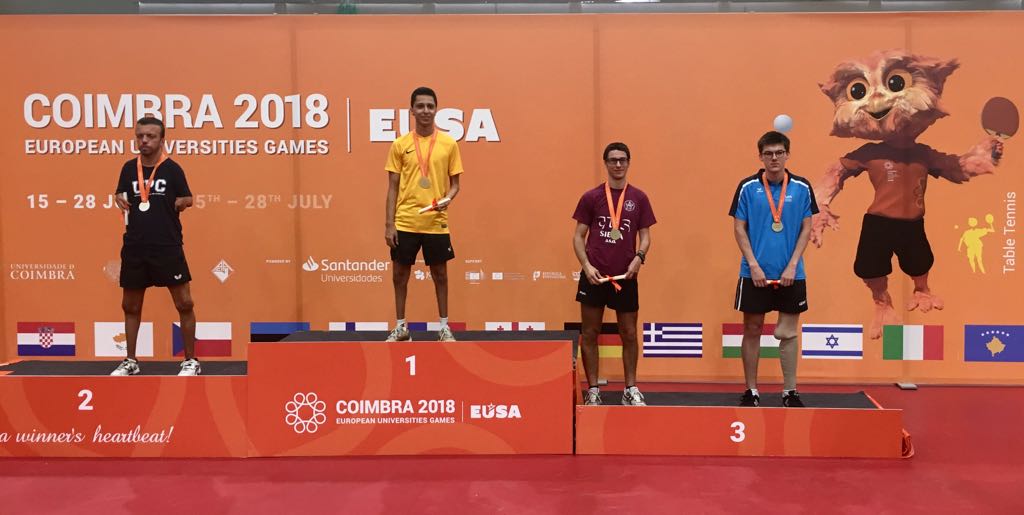Francesco Lorenzini podio Giochi Europei Universitari 2018
