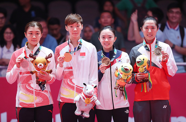 Giochi Asiatici 2018 podio singolare femminile