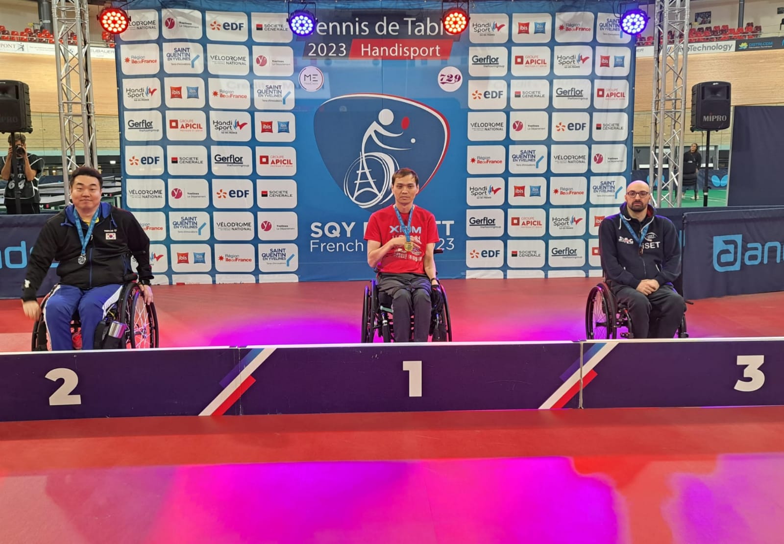 ITTF SQY French Para Open 2023 podio del singolare di classe 1 con Federico Falco bronzo