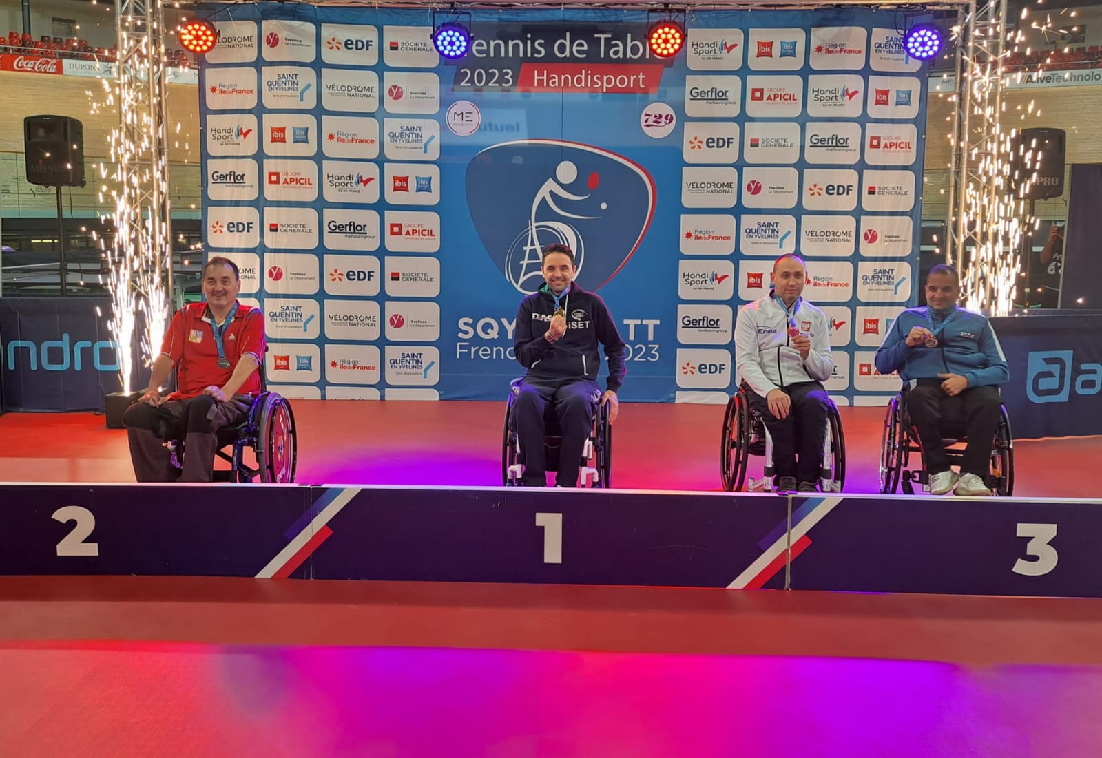 ITTF SQY French Para Open 2023 podio del singolare di classe 2 con Federico Crosara oro