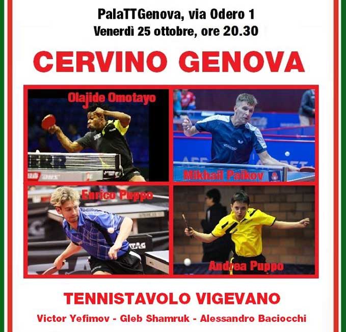 Locandina Tennistavolo Genova contro Vigevano Sport 2019 2020