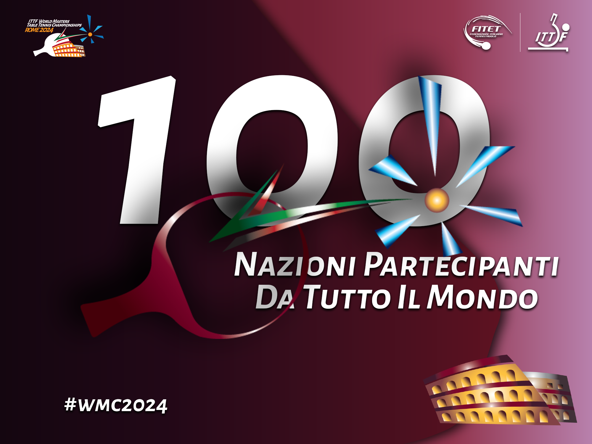 Logo 100 nazioni partecipanti ai Mondiali Master di Roma 2024