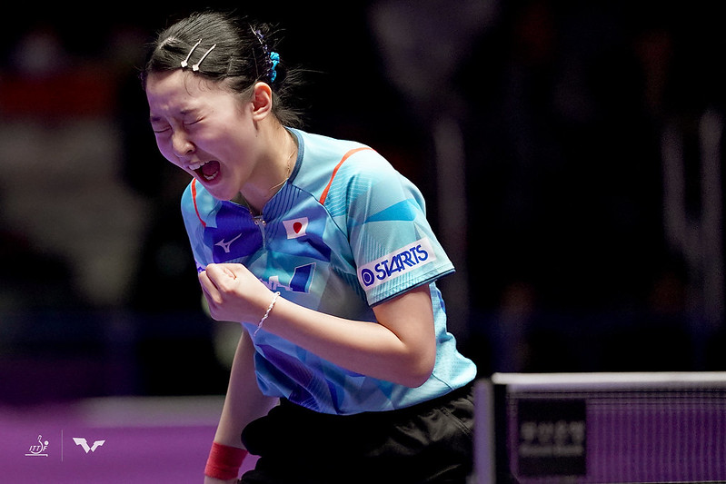 Miwa Harimoto nella semifinale dei Mondiali a squadre di Busan 2024