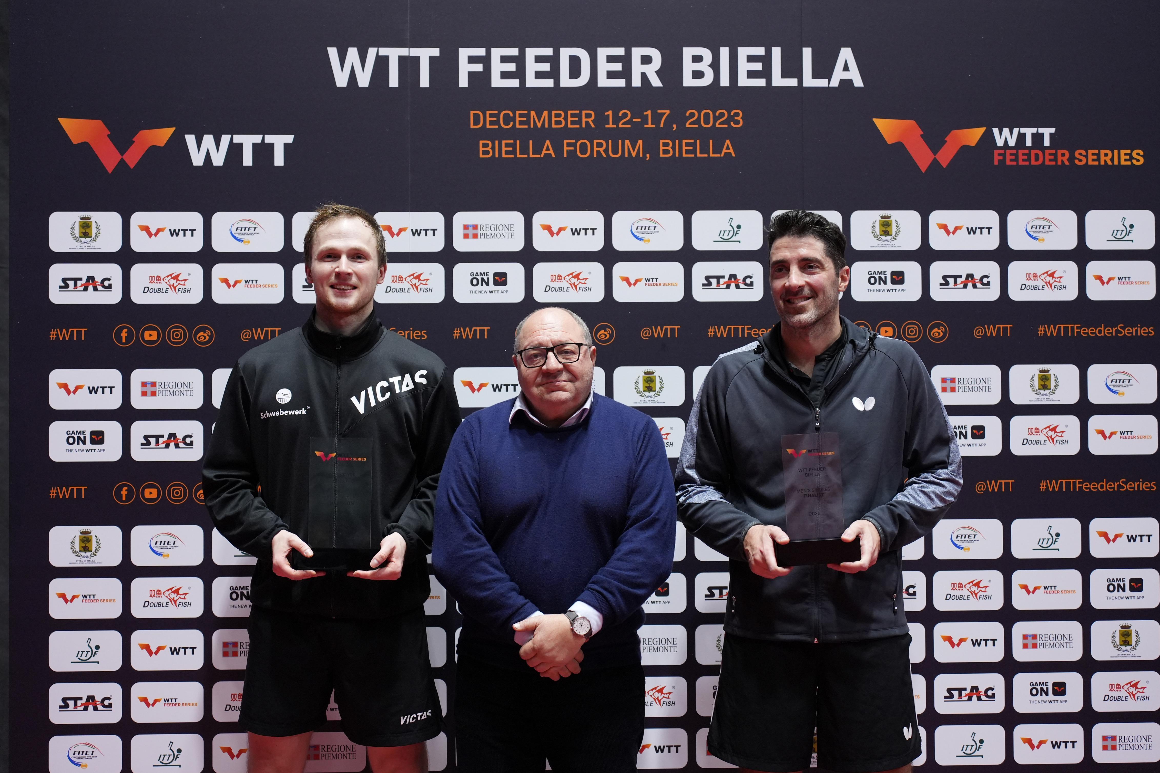 WTT Feeder Biella 2023 podio del singolare maschile