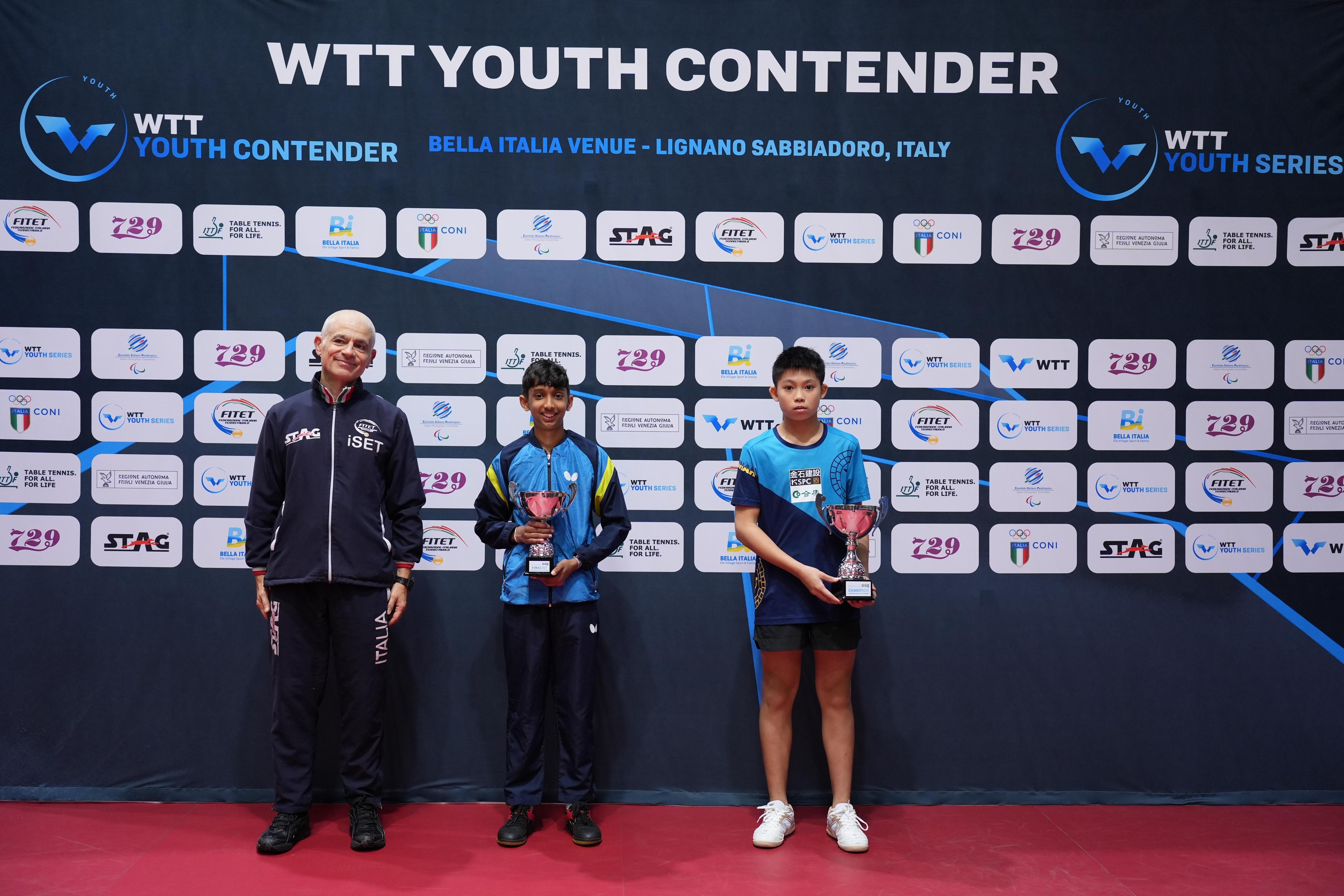 WTT Youth Contender Lignano 2023 podio del singolare maschile Under 13