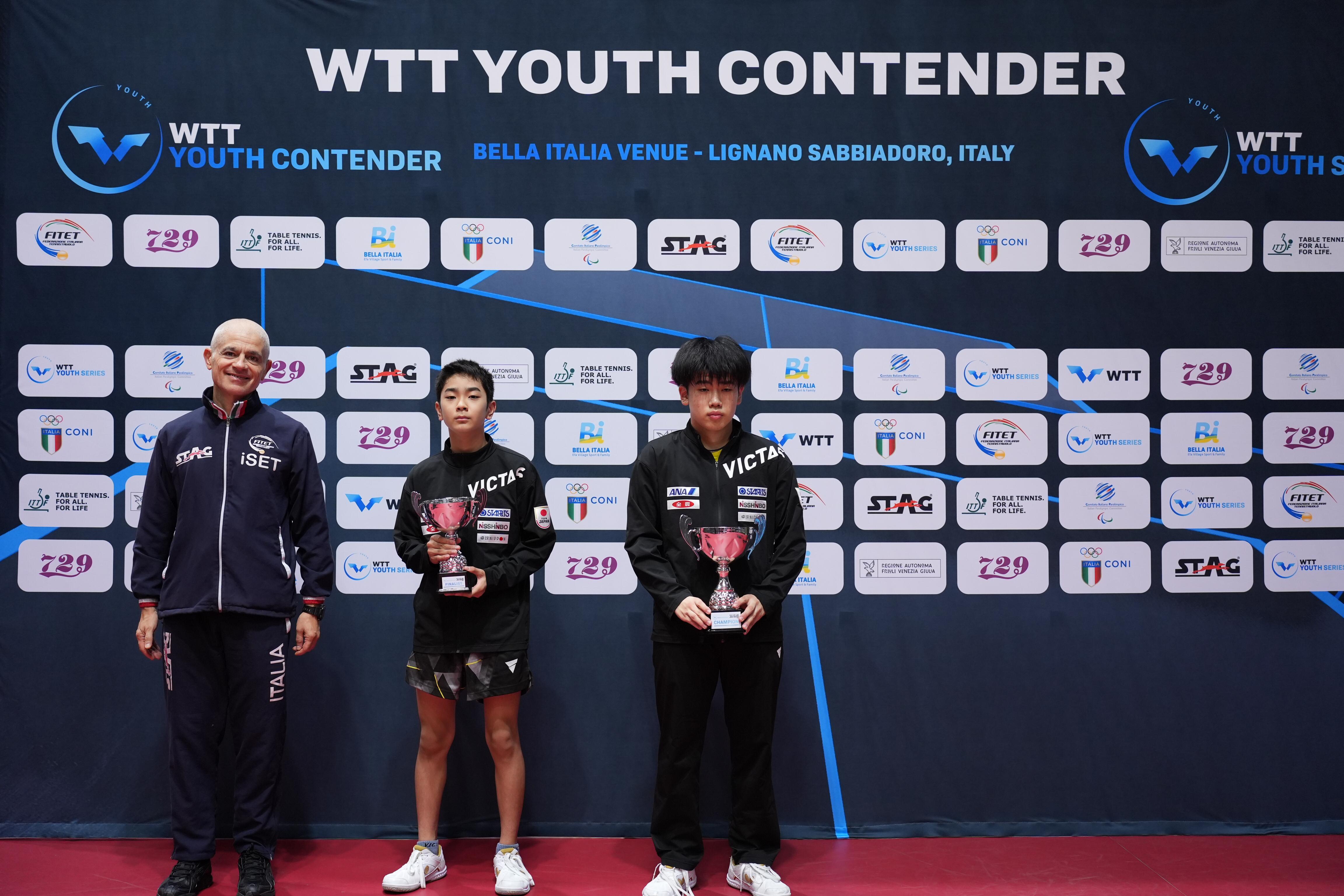 WTT Youth Contender Lignano 2023 podio del singolare maschile Under 17