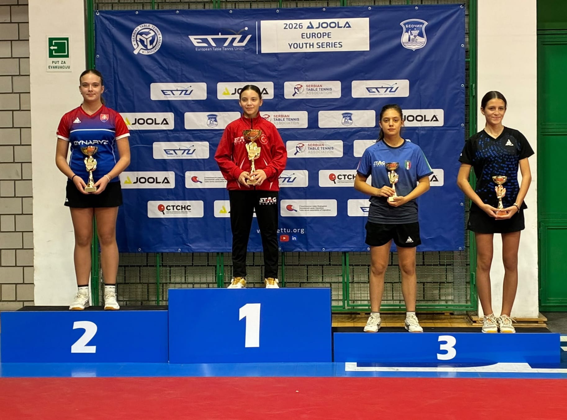 Serbia Open Europe Youth Series 2026 podio del singolare femminile Under 13 con Serena Rossati bronzo