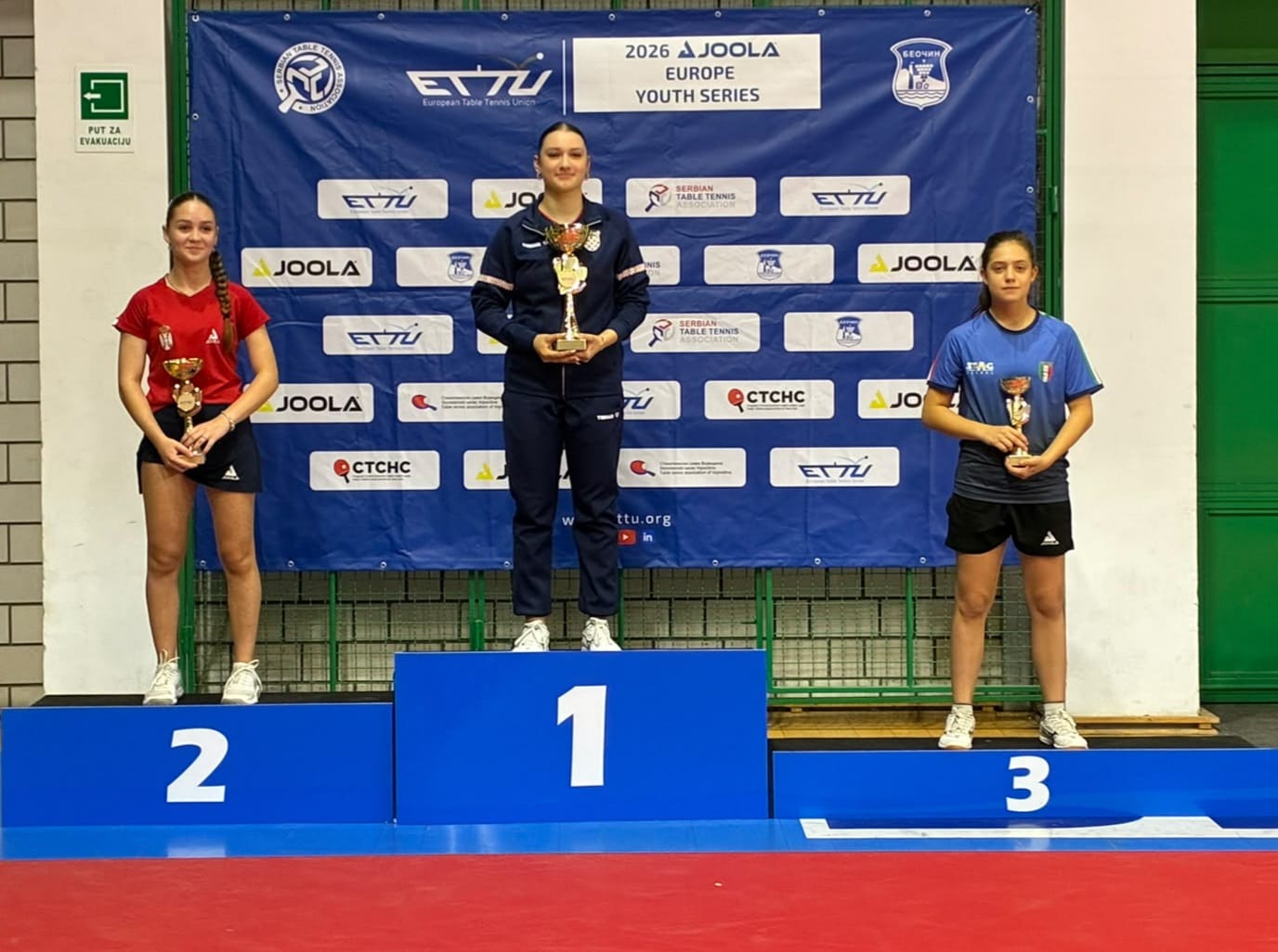 Serbia Open Europe Youth Series 2026 podio del singolare femminile Under 15 con Serena Rossati bronzo
