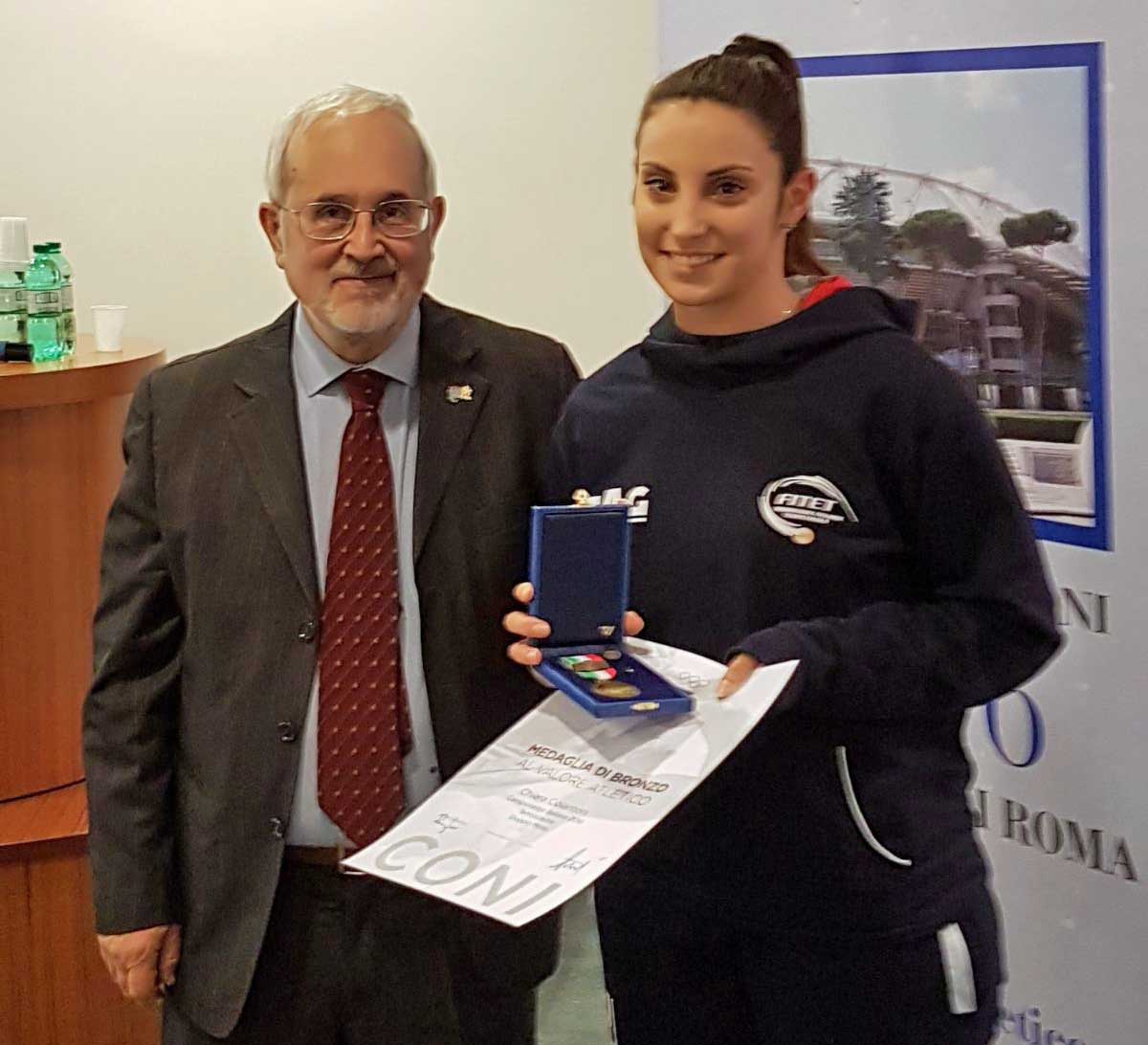 Chiara Colantoni Medaglia di Bronzo al Valore Atletico consegnata gennaio 2018