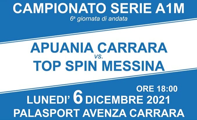 Apuania Carrara contro Top Spin Messina 6 dicembre 2021