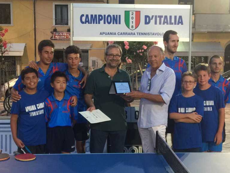 Apuania Carrara premiazione in Comune luglio 2018