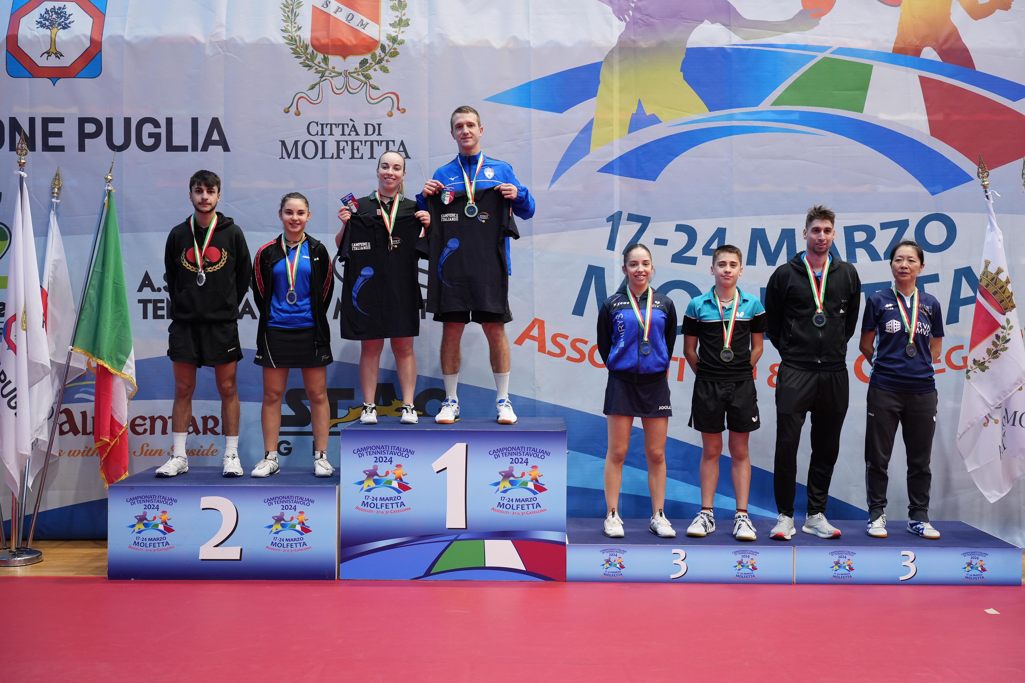 Campionati Assoluti di seconda e di terza categoria di Molfetta 2024 podio del doppio misto di seconda categoria