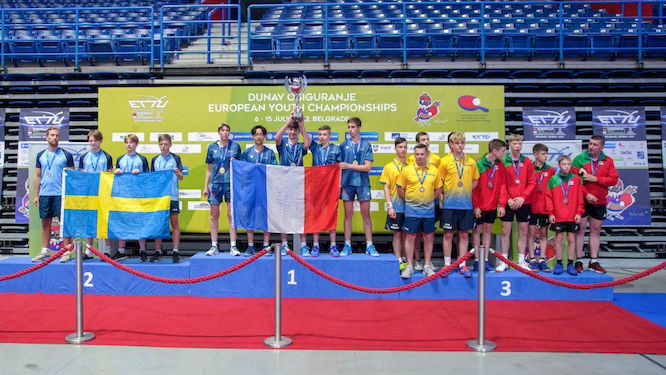 Campionati Europei Giovanili 2022 a Belgrado podio a squadre cadetti
