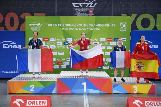 Campionati Europei Giovanili 2023 podio del singolare femminile cadette