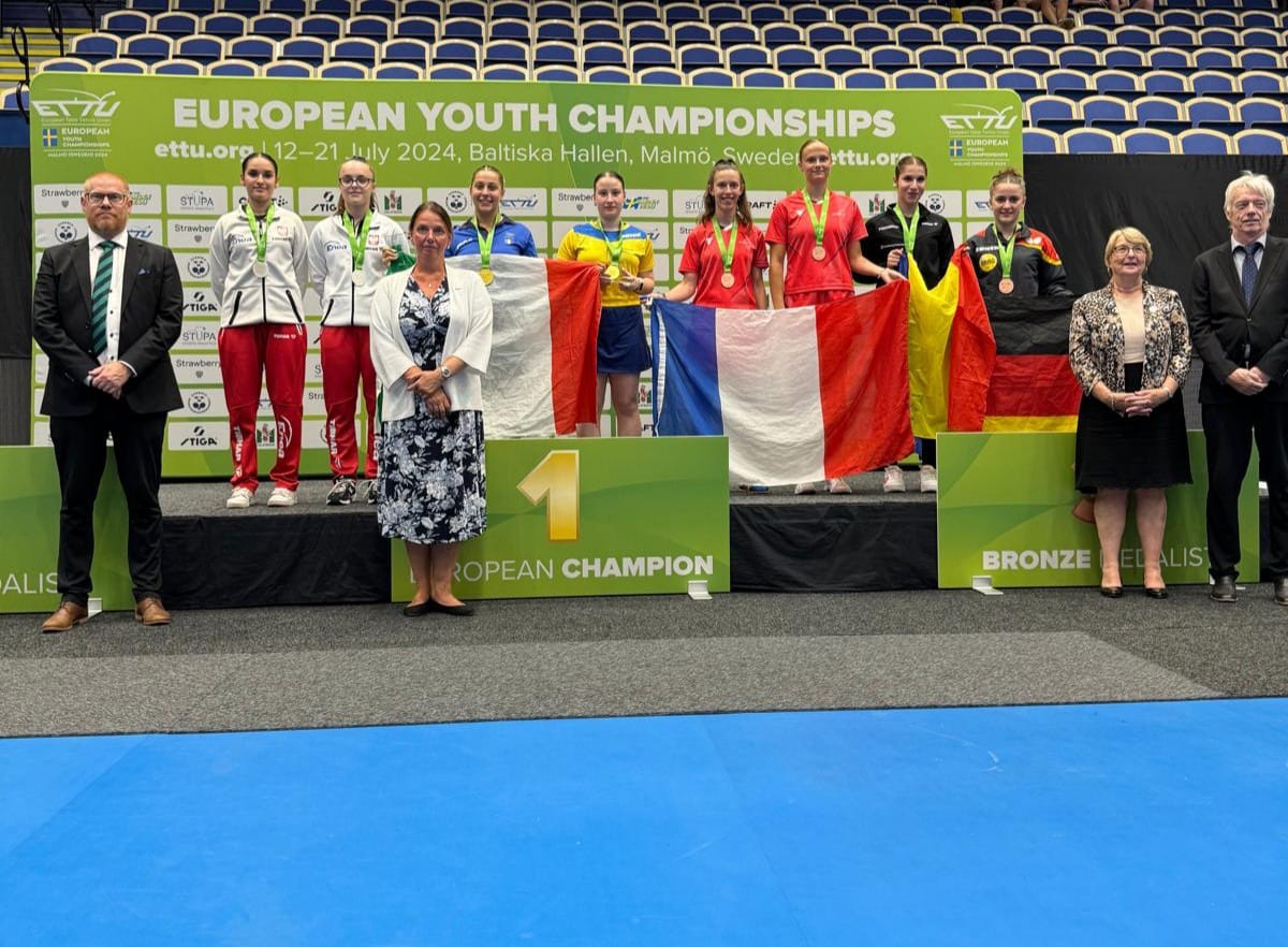 Campionati Europei Giovanili 2024 podio del doppio femminile Under 19 con Nicole Arlia oro