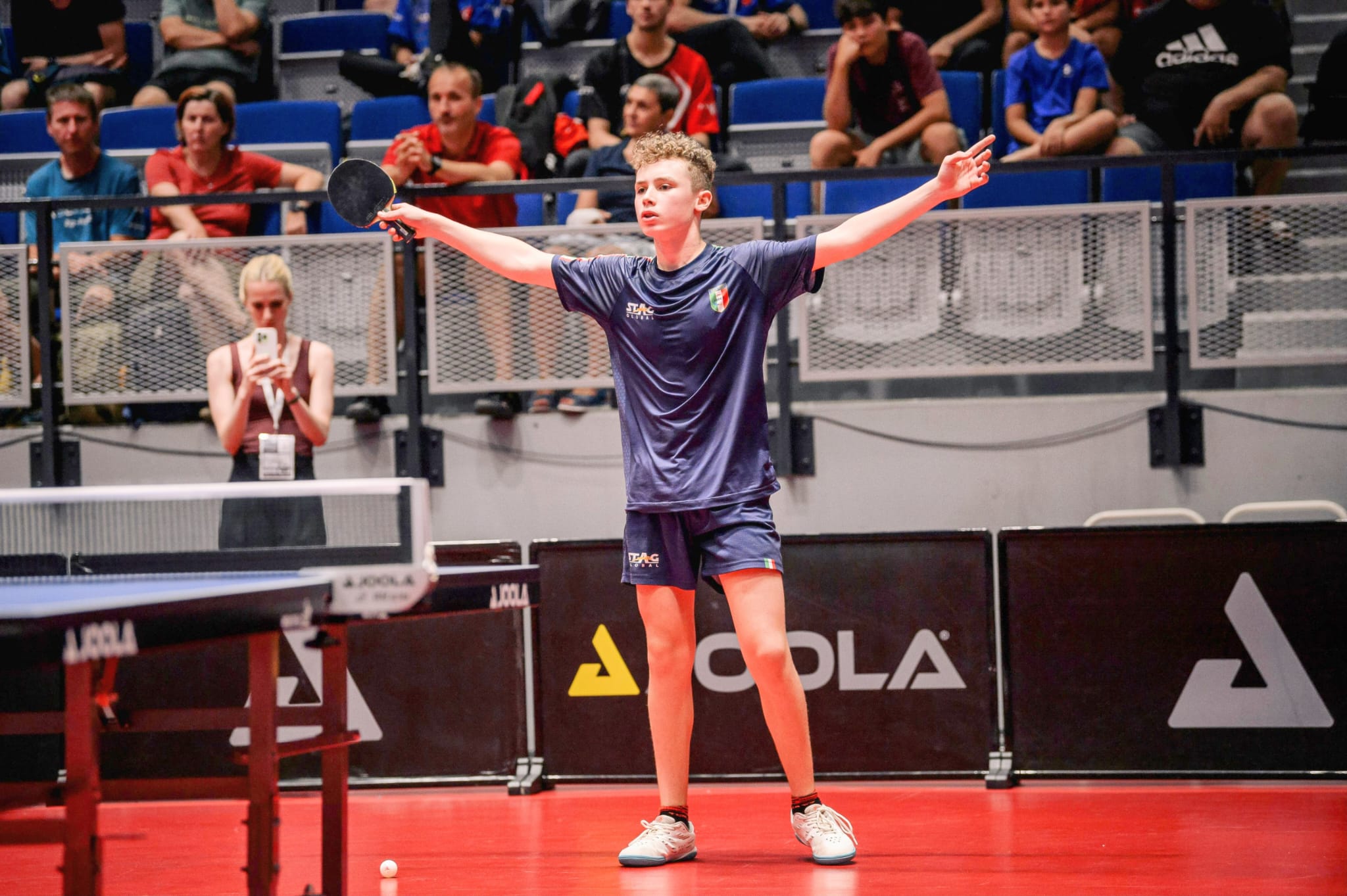 Campionati Europei Giovanili 2025 Danilo Faso esulta dopo la vittoria nel singolare Under 15