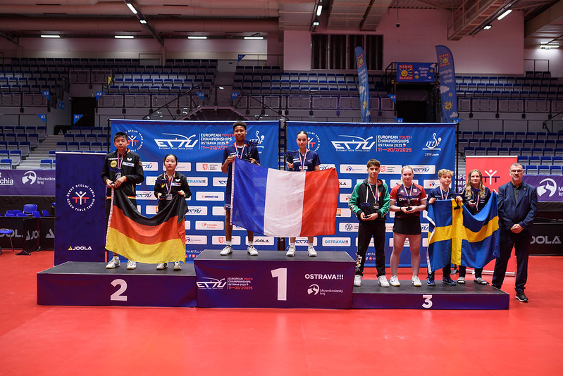 Campionati Europei Giovanili 2025 podio del doppio misto Under 15 con Trevisan e Kodet terzi