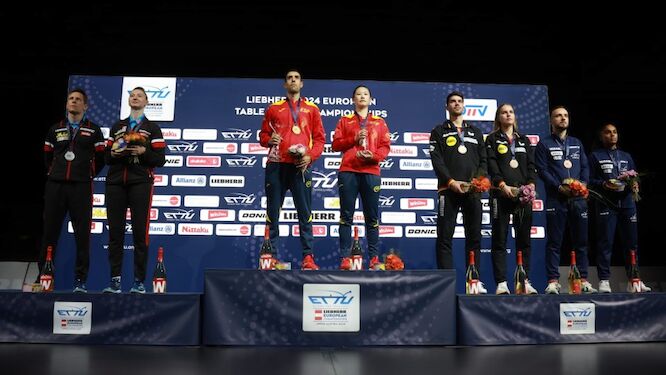 Campionati Europei Individuali di Linz 2024 podio del doppio misto