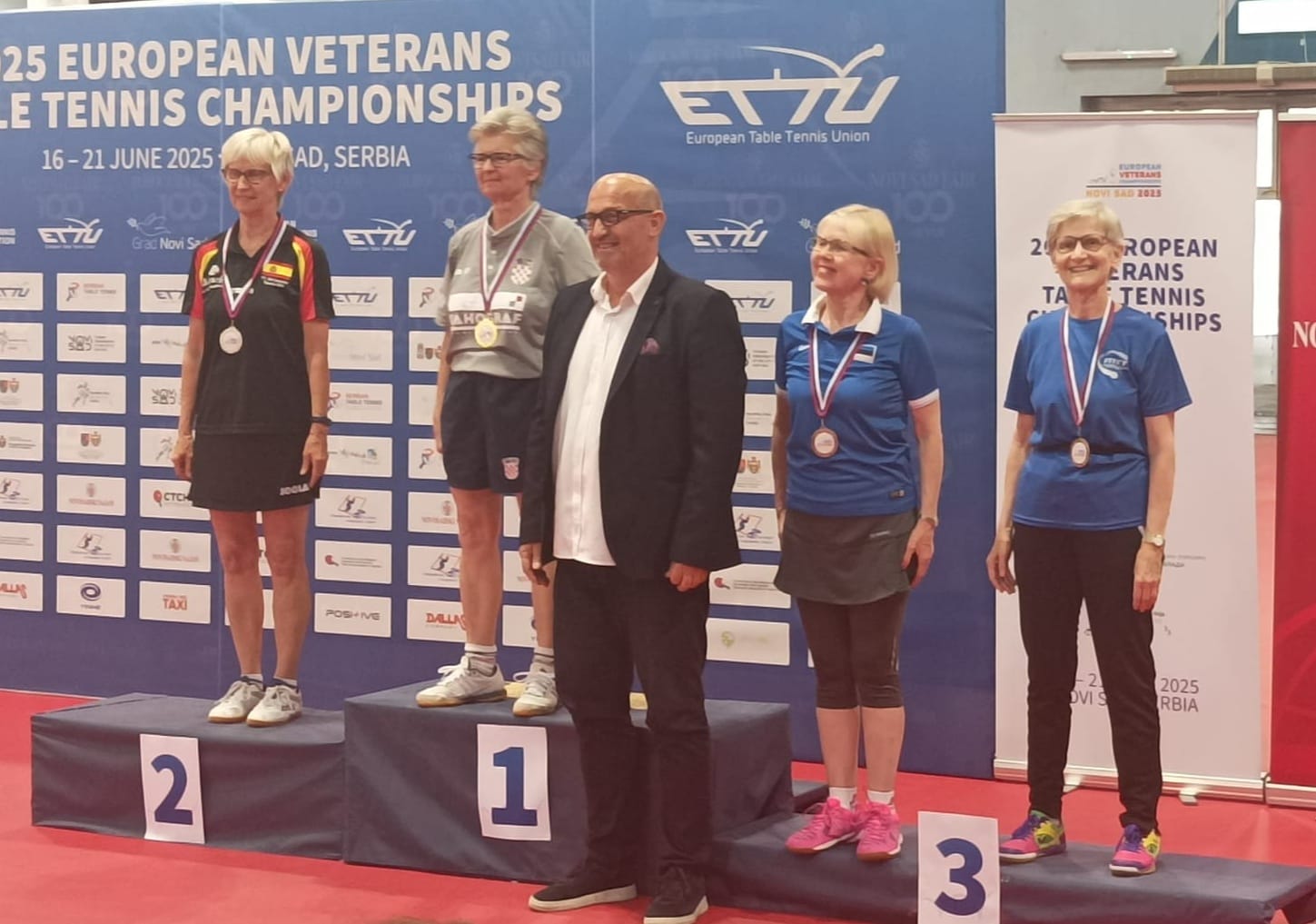 Campionati Europei Master di Novi Sad 2025 Giulia Sobrero bronzo nel singolare Over 65 podio