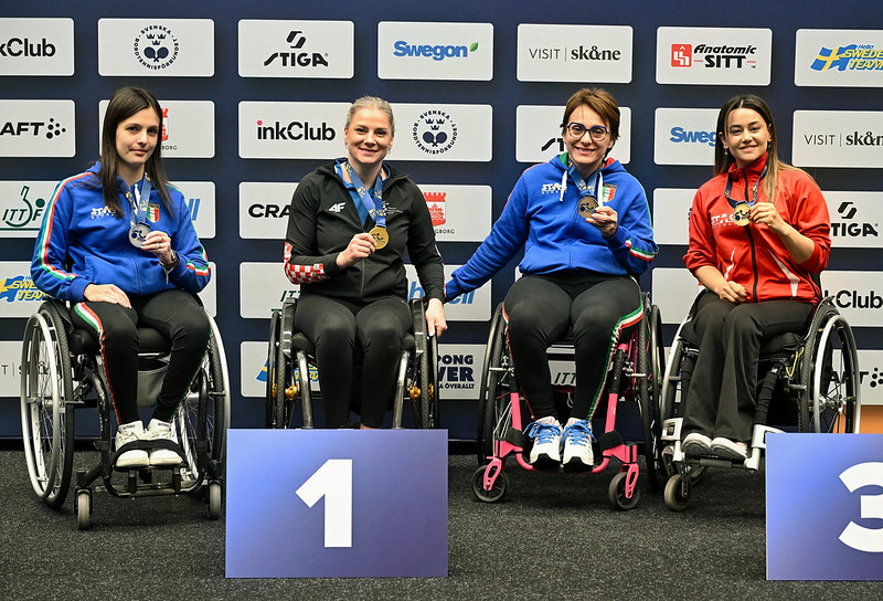 Campionati Europei Paralimpici di Helsingborg 2025 podio del singolare di classe 3 con Carlotta Ragazzini argento e Michela Brunelli bronzo