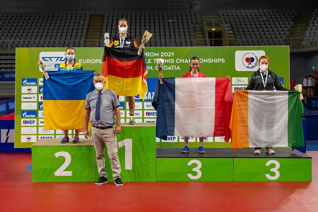 Campionati Europei Under 15 di Varazdin 2021 podio del singolare femminile