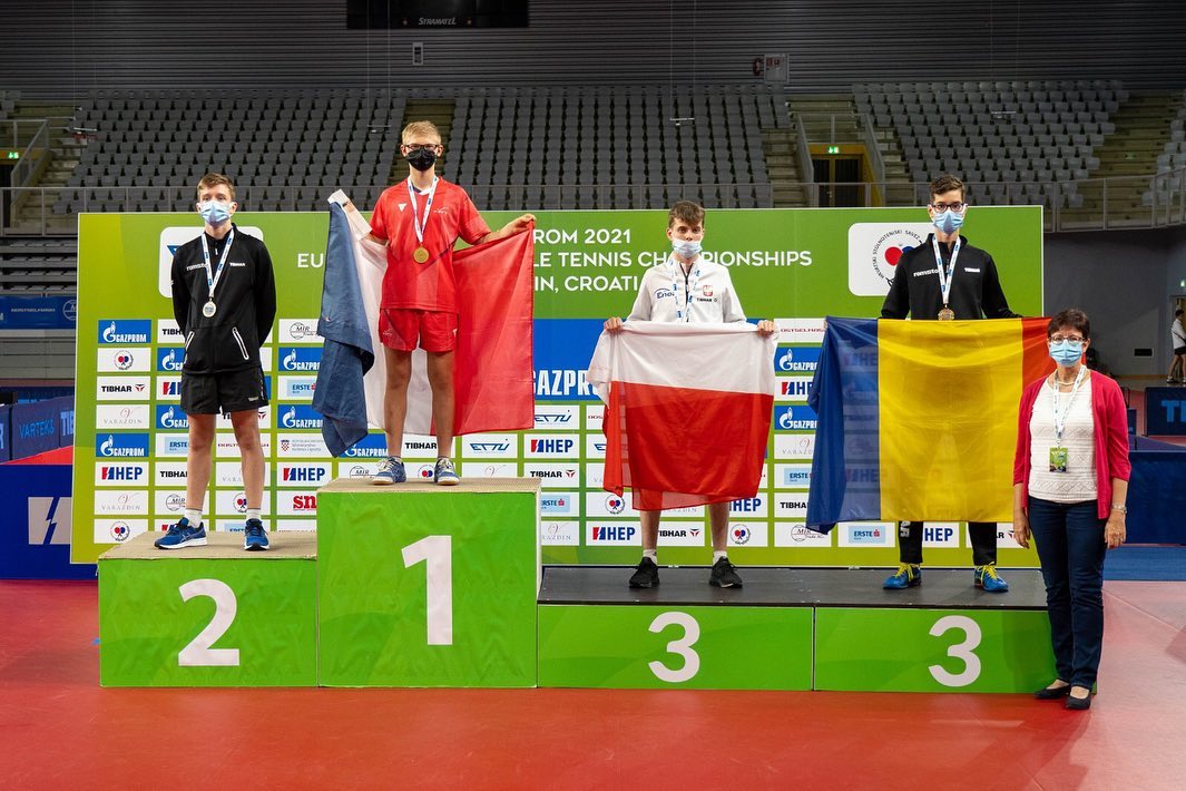 Campionati Europei Under 15 di Varazdin 2021 podio del singolare maschile