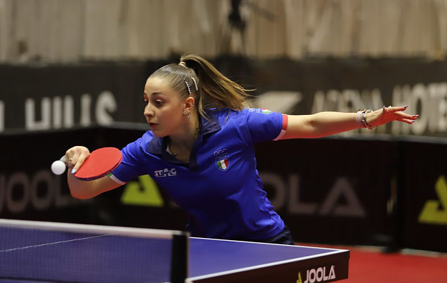 Campionati Europei Under 21 2023 Nicole Arlia in azione di rovescio