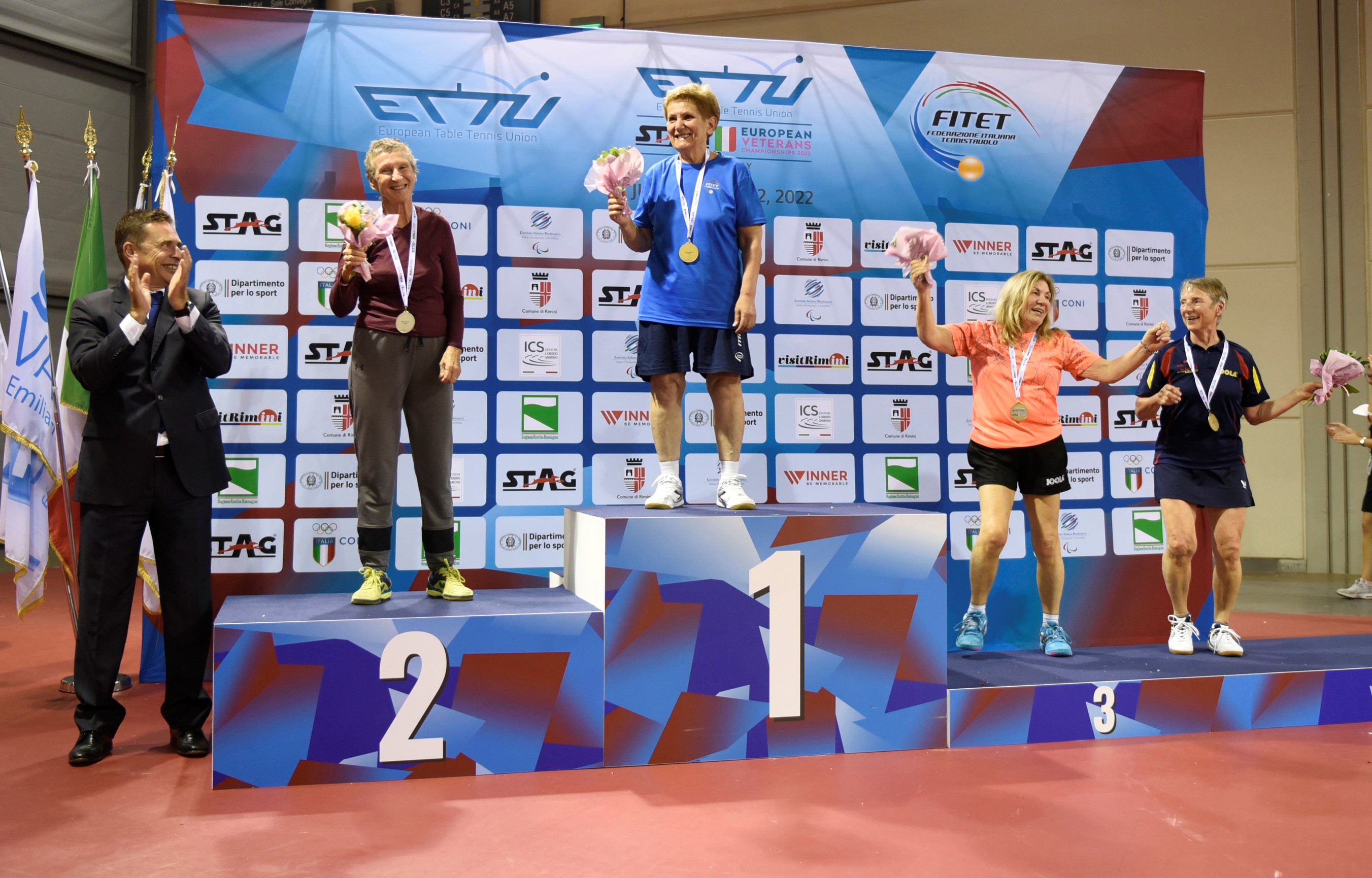 Campionati Europei Veterani 2022 podio singolare femminile Over 70 2