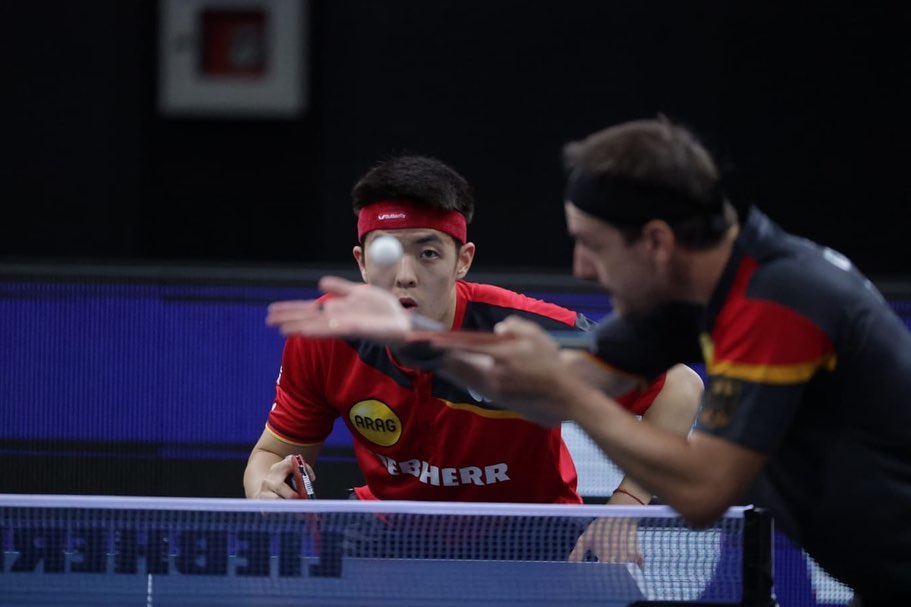 Campionati Europei di Monaco di Baviera 2022 Qiu Dang batte Timo Boll nei quarti