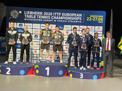 Campionati Europei di Varsavia 2021 podio del doppio misto