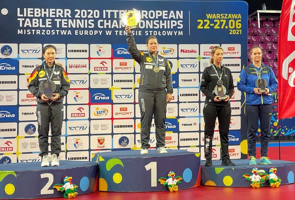 Campionati Europei di Varsavia 2021 podio singolare femminile