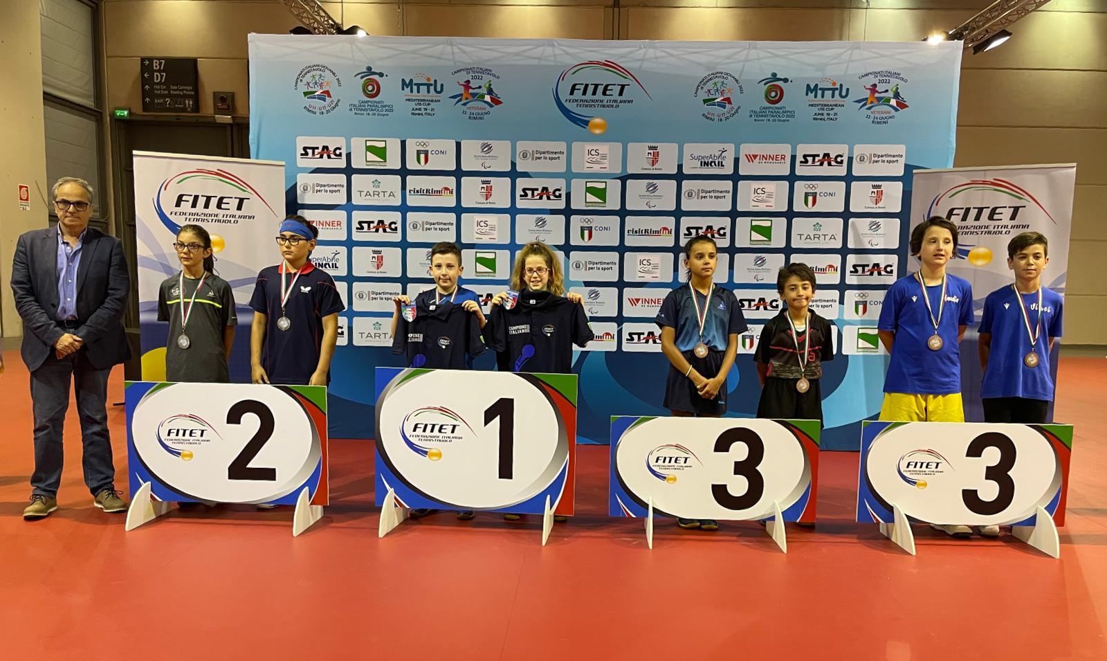 Campionati Iraliani Giovanili Under 21 Under 17 e Under 11 podio del doppio misto Under 11