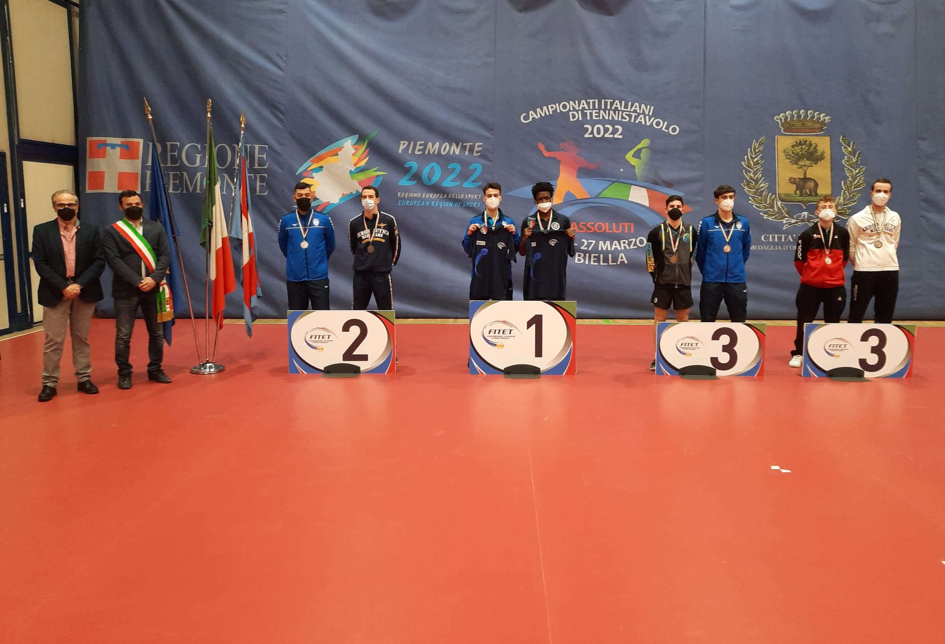 Campionati Italiani Assoluti di Biella 2022 podio del doppio maschile