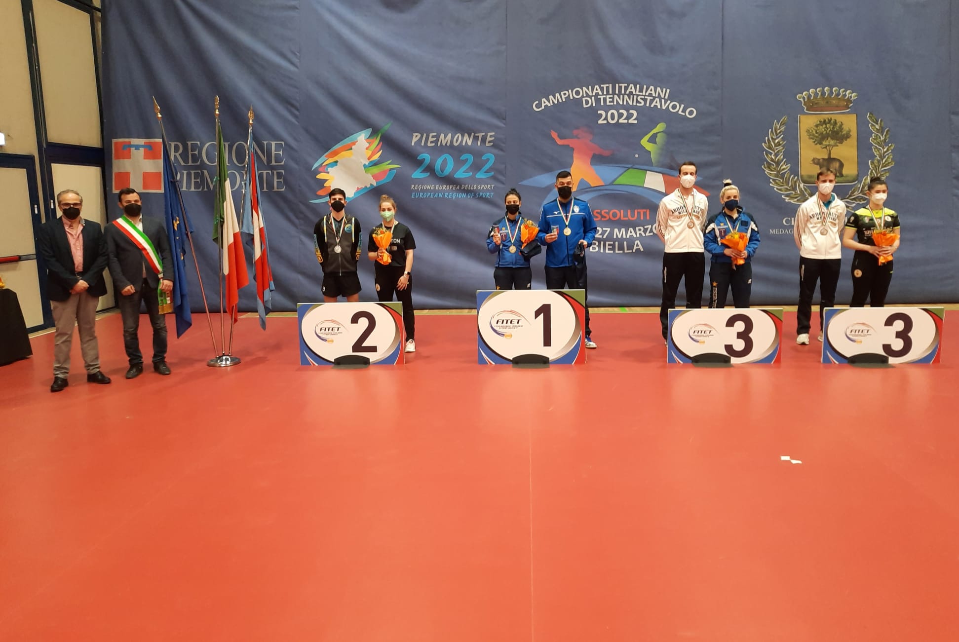 Campionati Italiani Assoluti di Biella 2022 podio del doppio misto